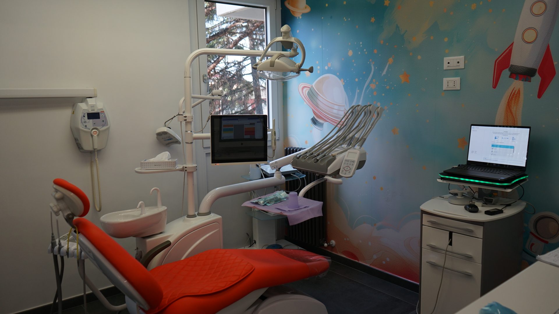 Children's room with a decorated wall
